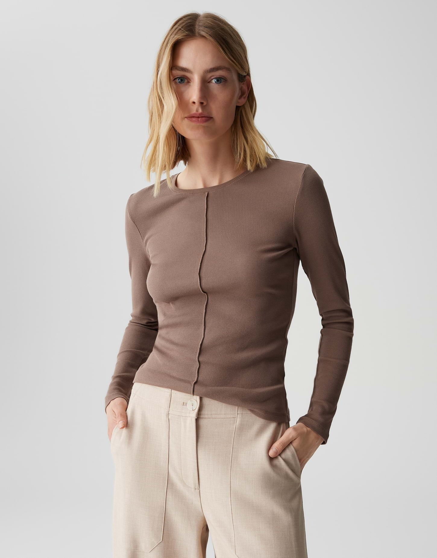 OPUS Langarmshirt SADALIE Slim aus BCI Cotton Mix schmale Passform, weicher günstig online kaufen