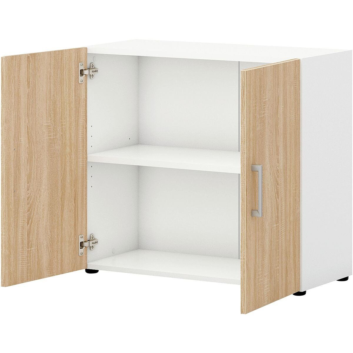 cm 33,5 Tíefe Eiche Direct OH, 2 weiß/Sonoma cm, Aktenschrank Schrank, Flügeltüren, 2 röhr 80x72 Office