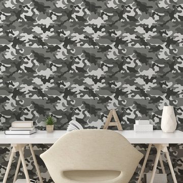 Abakuhaus Vinyltapete selbstklebendes Wohnzimmer Küchenakzent, Tarnen Grau Farbtöne