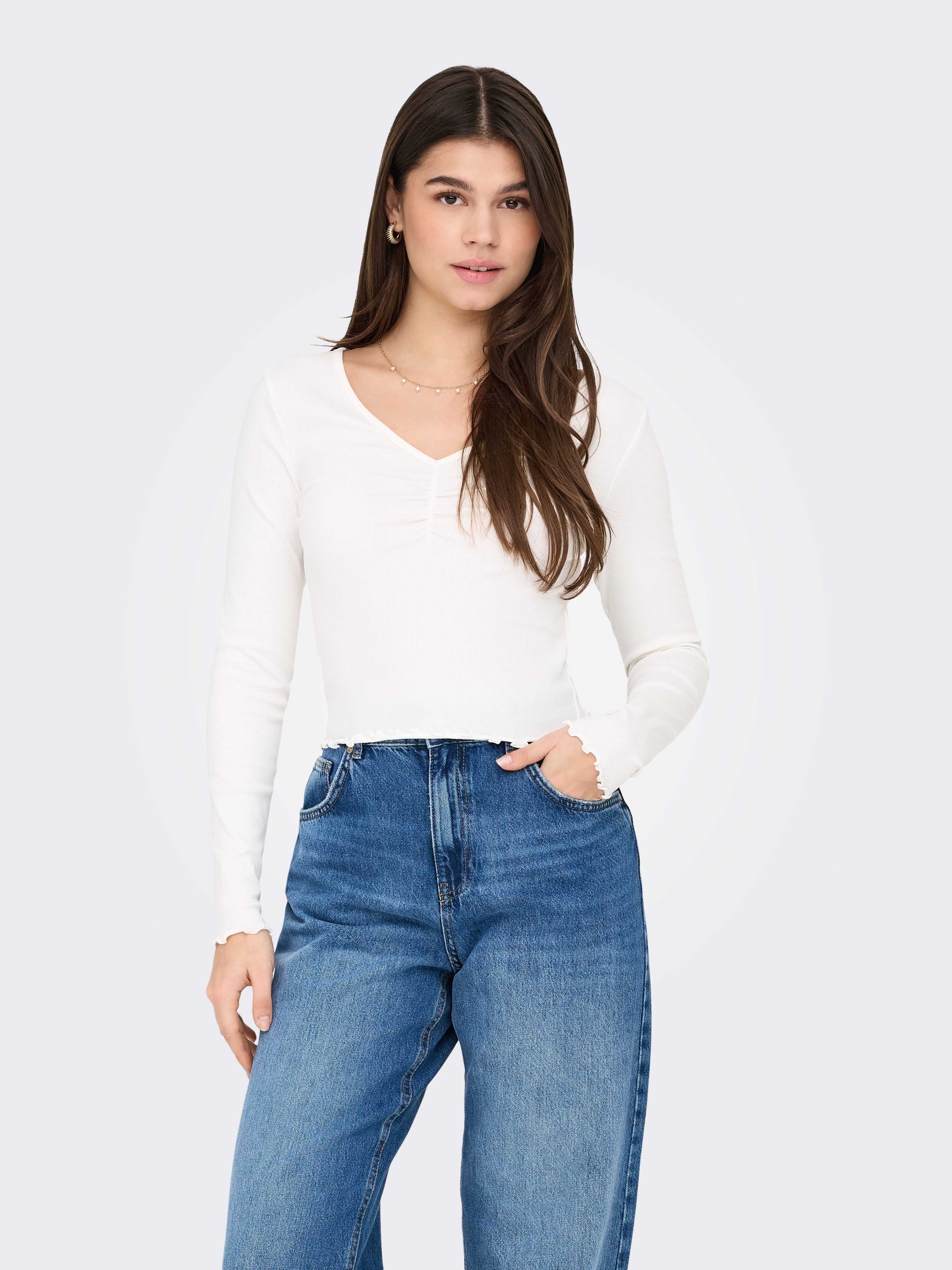 ONLY Langarmshirt ONLBETTY L/S V-NECK TOP günstig online kaufen