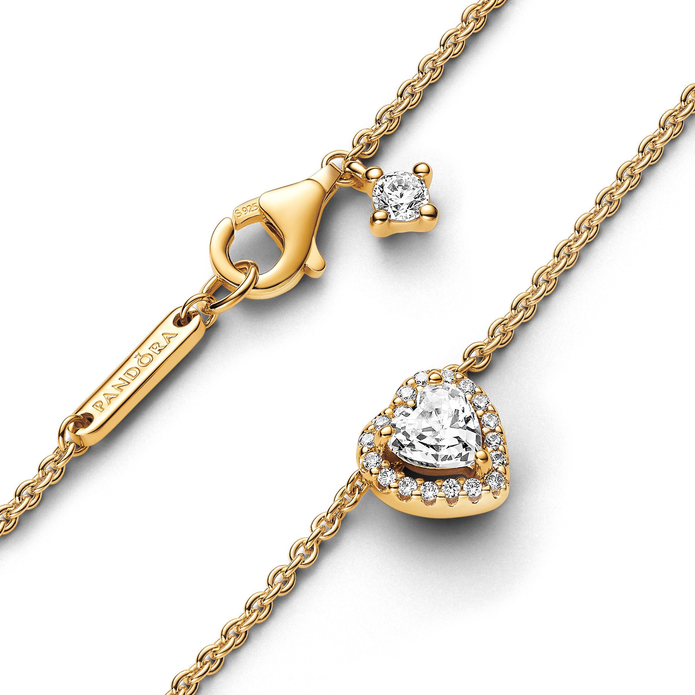 Pandora Kette mit Anhänger Pandora Kette Sparkling Heart 368425C01-45 vergoldet L45