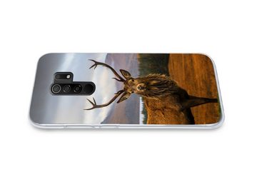 MuchoWow Handyhülle Hirsche - Berge - Wasser - Landschaft - Tiere - Bäume, Phone Case, Handyhülle Xiaomi Redmi 9, Silikon, Schutzhülle