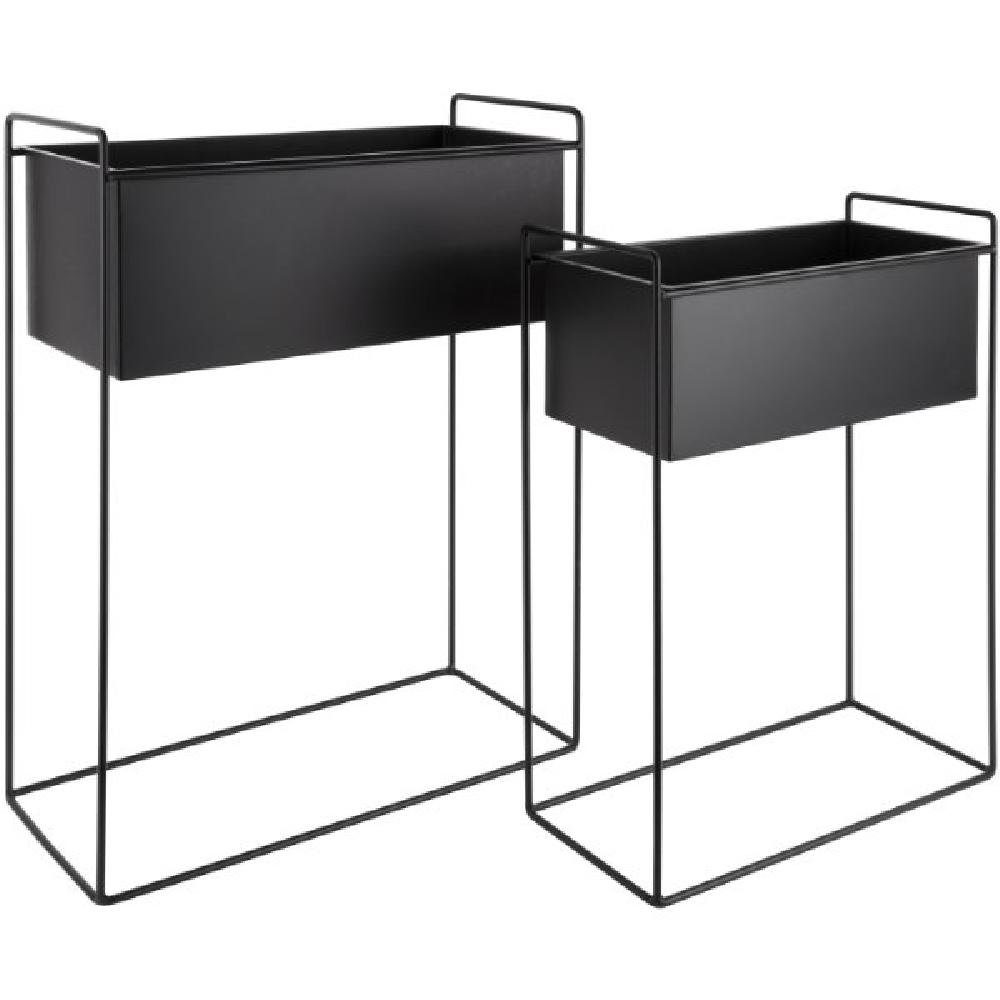 Present Time Blumentopf Pflanzgefäße mit Gestell Essence Gerade Schwarz (2-teilig)