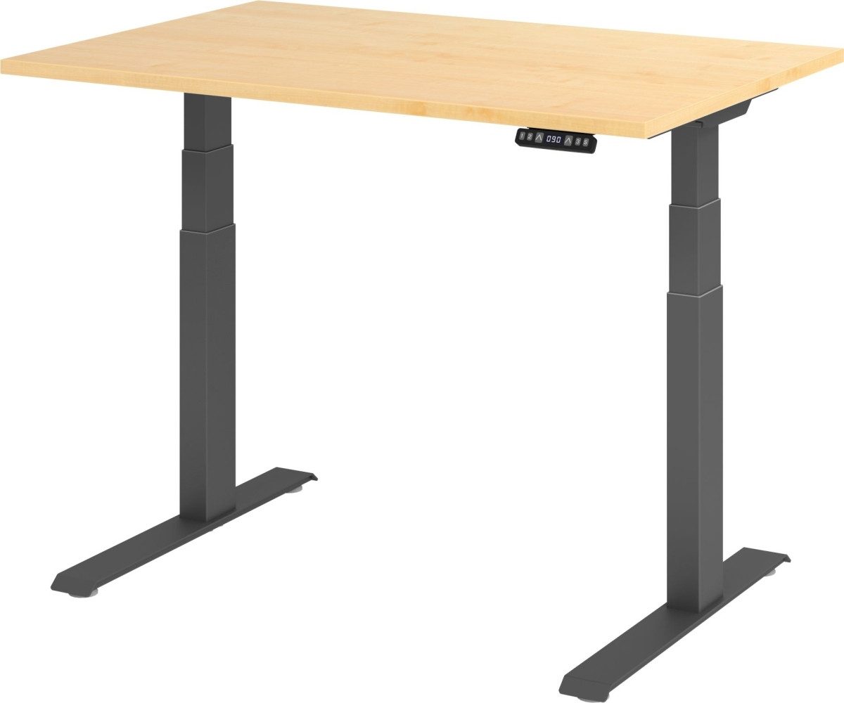 Schreibtisch Sitz-Steh-Schreibtisch elektrisch 120x80cm Ahorn/Silber
