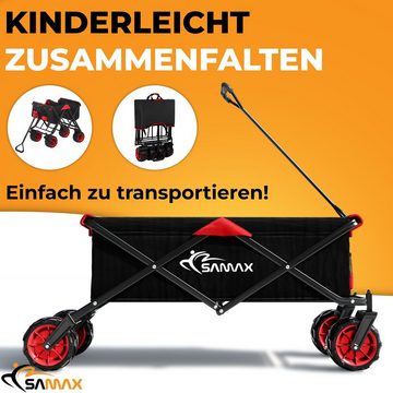 SAMAX Bollerwagen Faltbarer Bollerwagen Offroad - Schwarz / Rot