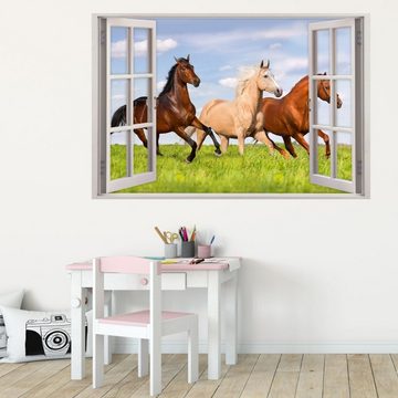 nikima Wandtattoo 157 Fenster - Pferde auf Wiese (PVC-Folie), in 5 vers. Größen