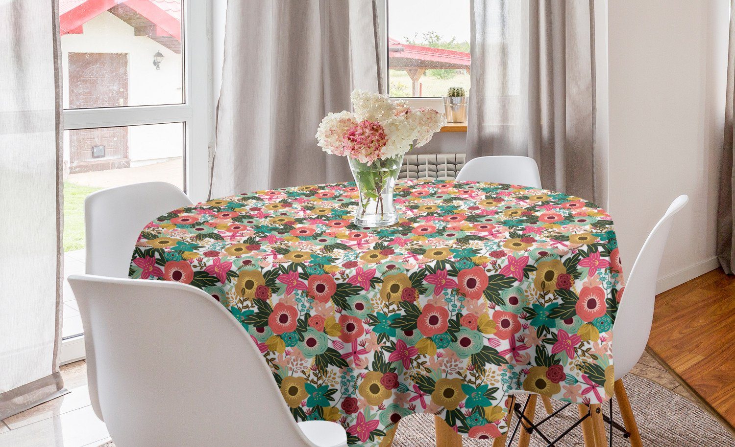 Esszimmer Abdeckung Kreis Schönheit Küche Dekoration, Abakuhaus Tischdecke für Blumensträusse Botanisch Tischdecke