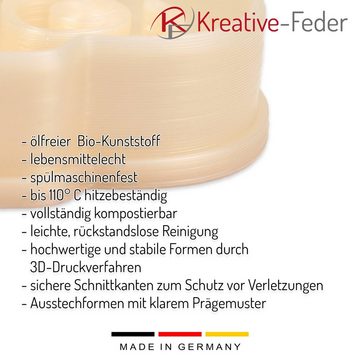 Kreative Feder Ausstechform 3D-Ausstechform „Kleine Tiere“- Präge-Ausstecher aus Bio-Kunststoff, Kunststoff, (3D-Ausstechform „Kleine Tiere“- Präge-Ausstecher aus Bio-Kunststoff), Maße ca. 5 - 6 cm, inkl. Rezeptheft & QR-Code, Bio-Kunststoff