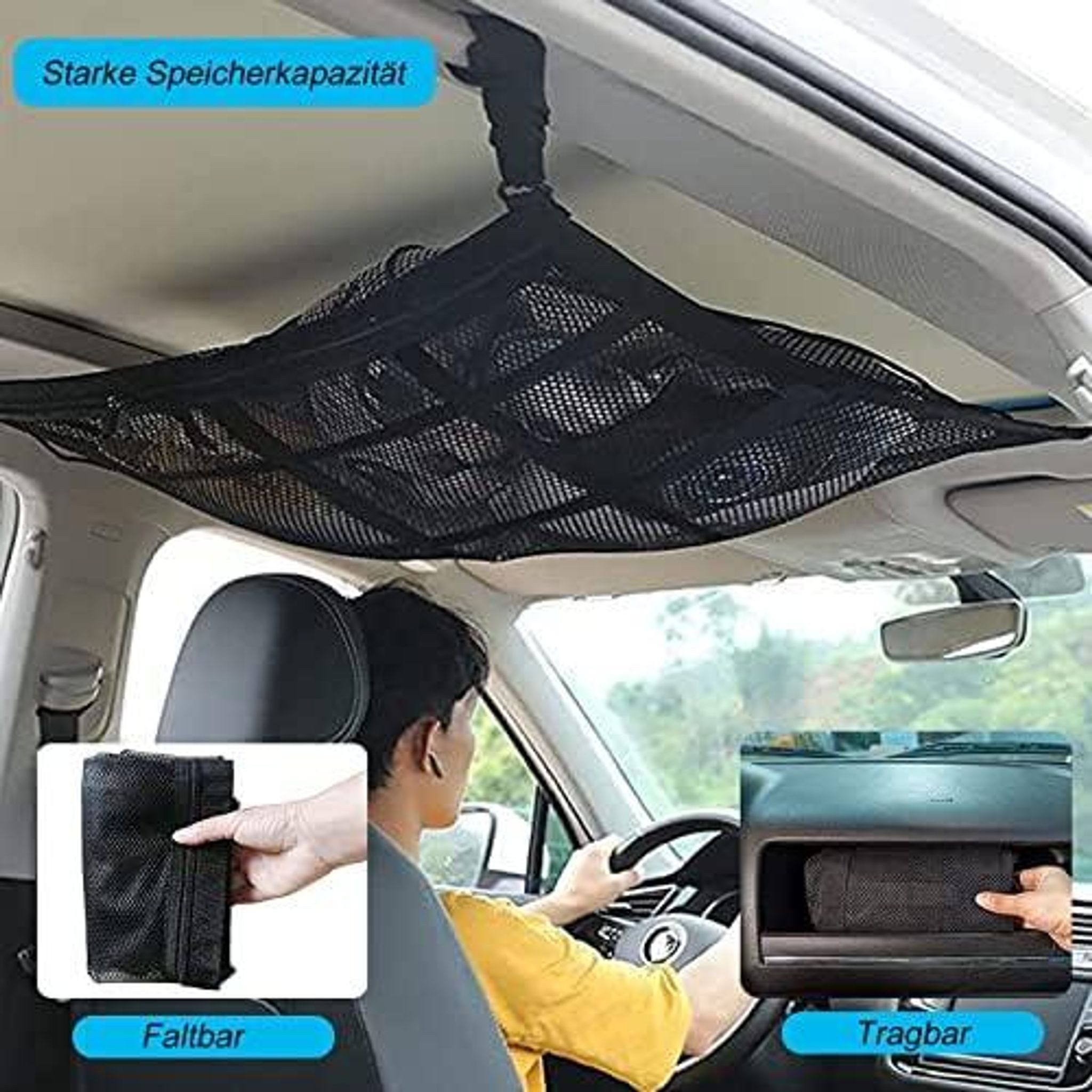 FELIXLEO Kofferorganizer Auto Gepäcknetz Dach Organizer 90x65cm doppellagig SUV Van