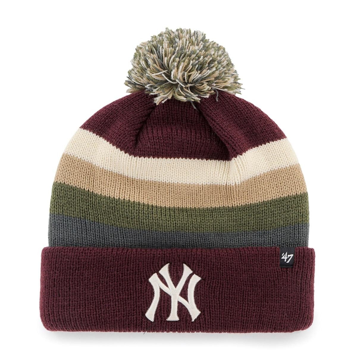 Beanie '47 Brand MLB Multi Colour Stripe Design & Pom Cuff