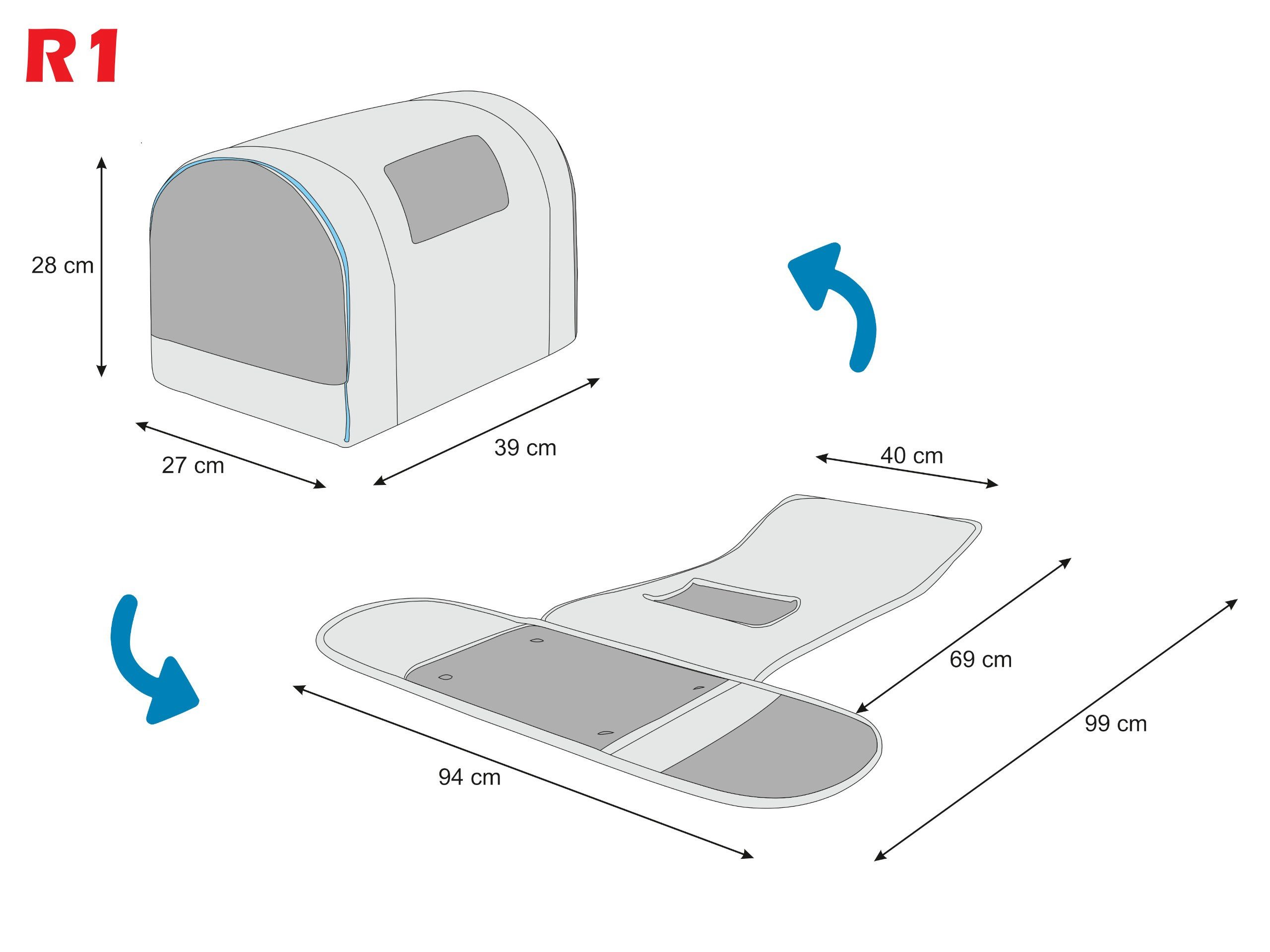 Hobbydog Hunde-Transportbox TUBE faltbare Transporttasche für Haustiere bis 12 kg, Hunde, Katzen und kleine Haustiere, mit Netzfenstern und Seitentasche