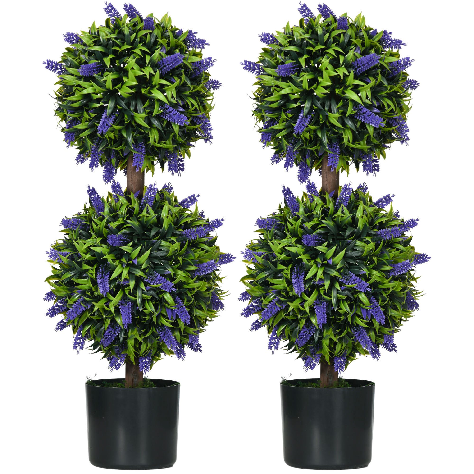 Kunstpflanze künstliche Pflanzen 2er-Set, Zimmerpflanze mit Lavendel Lavendel, HOMCOM, Höhe 70 cm, für Garten, Grün