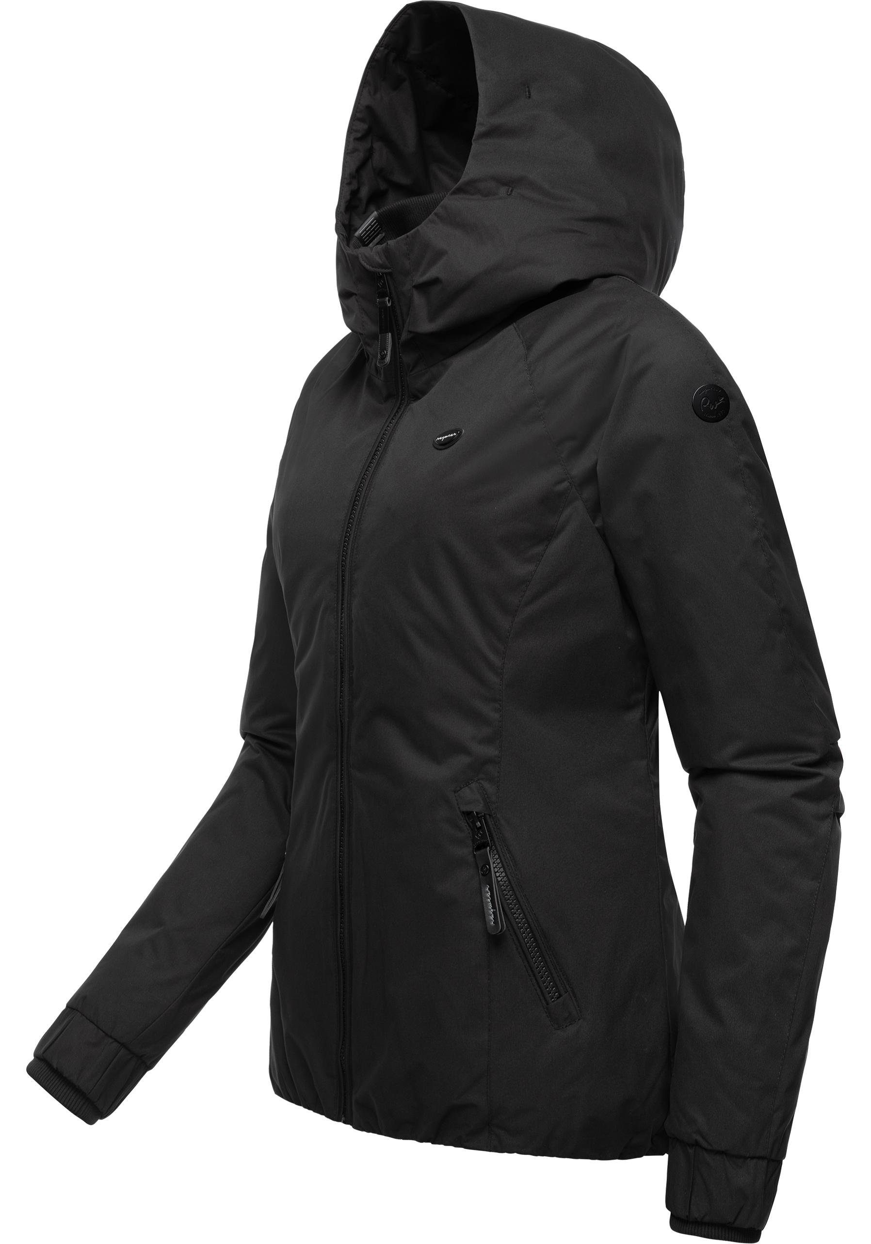 Ragwear Winterjacke Dizzie Winter wasserdichte Kapuze den mit für Outdoorjacke Winter dusty