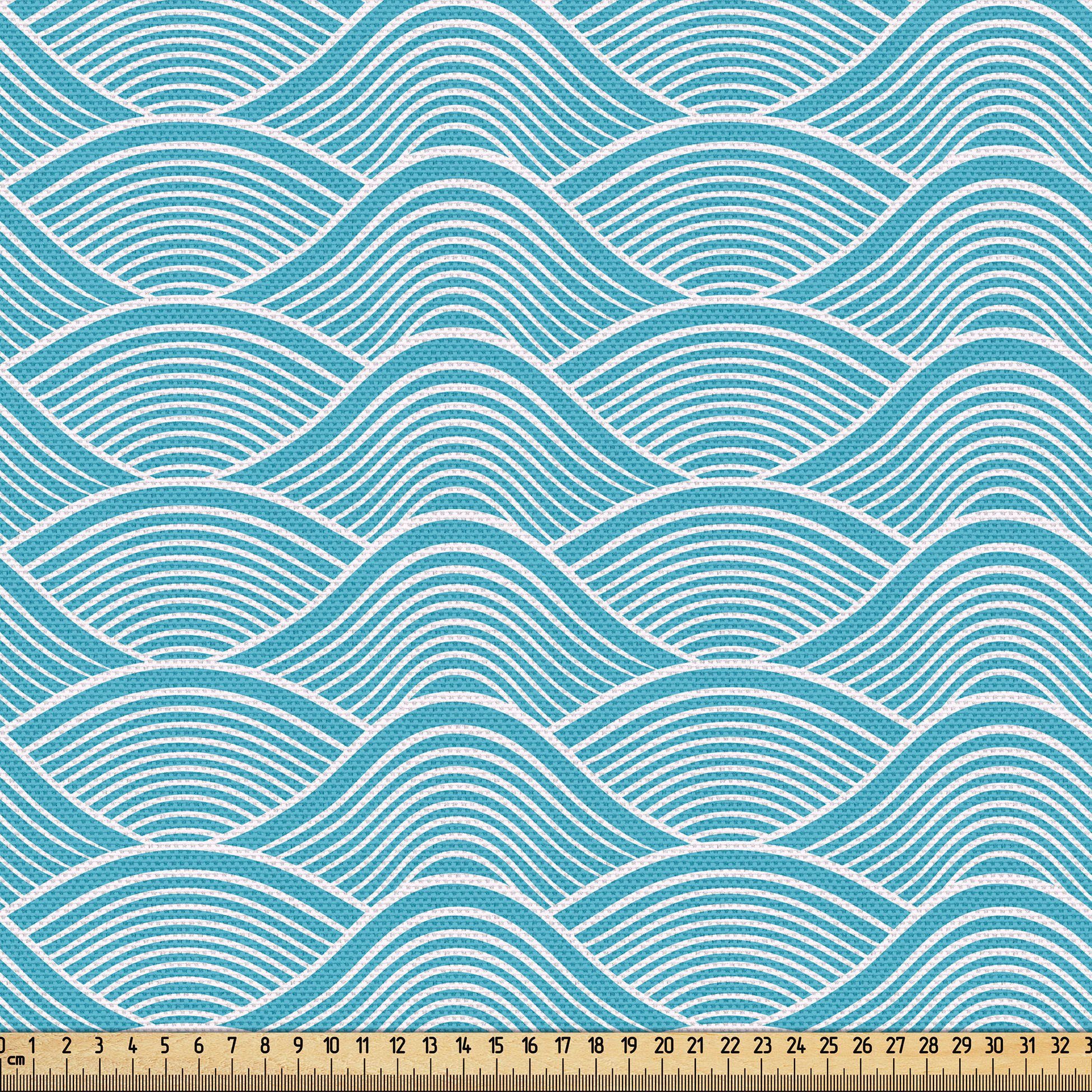 Abakuhaus Stoff Schön Gewebten Stoff für Polster und Wohnaccessoires, Blau Japanische Ozean Meer Wellen