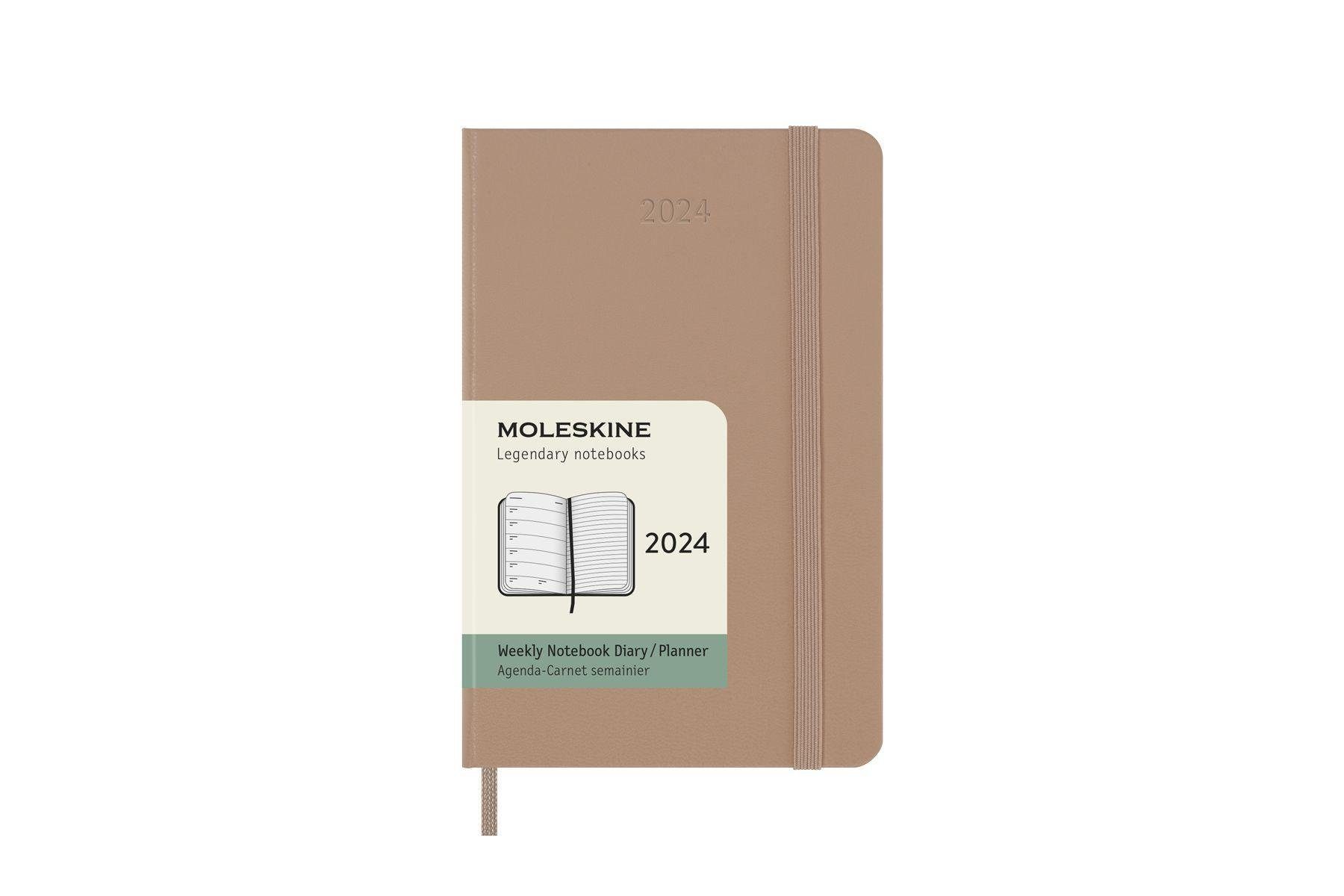 MOLESKINE Notizbuch Moleskine 12 Monate Notizkalender Wochen Pocket/A6, 2024, Sandbraun