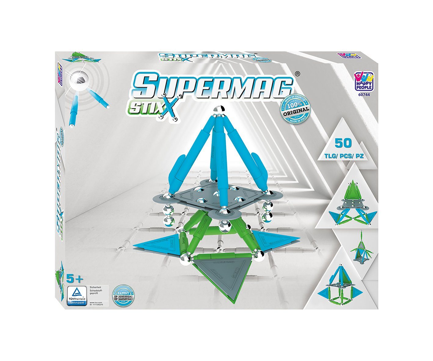 Happy People Supermag Stix 50 Teile Magnetisches Konstruktionsspielzeug Magnetspiel Magnetspielbausteine, Magnetische Bausteine
