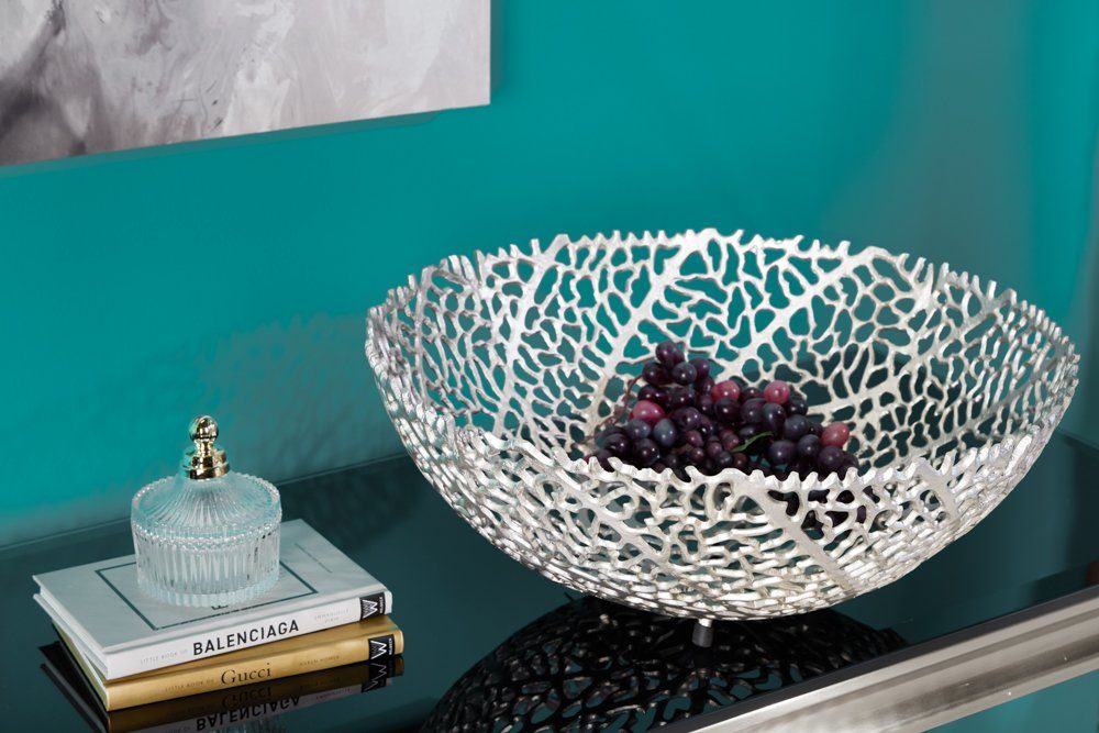 riess-ambiente Dekoschale ABSTRACT LEAF 45cm silber (Einzelartikel, 1 St), Wohnzimmer · Metall · Handarbeit · Modern Design