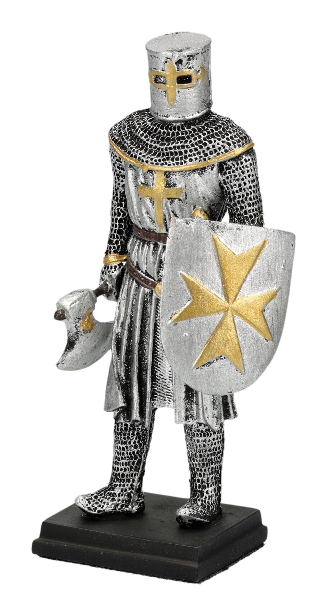 Figuren Shop GmbH Dekofigur Kreuzritter Figur – Ritter Statue mit Axt & Malteserkreuz 8 cm Deko