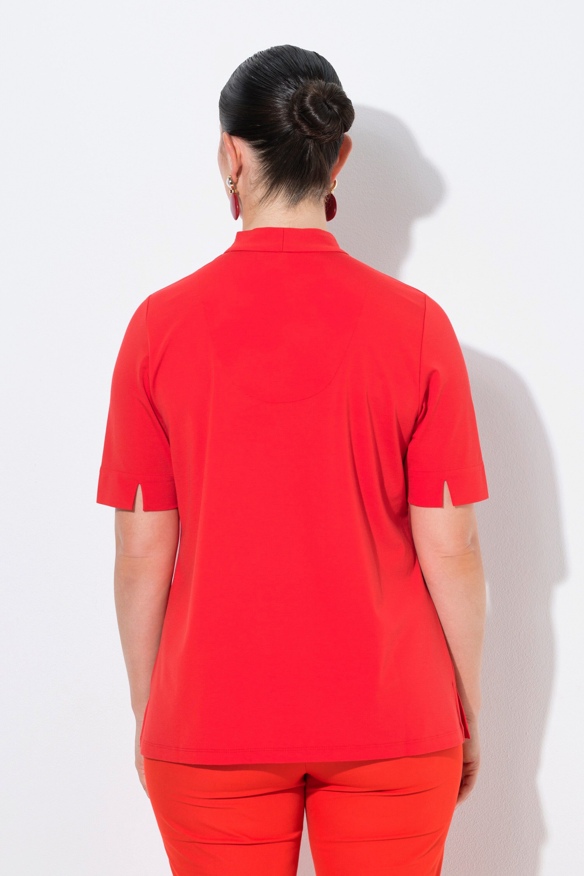 Ulla Popken T-Shirt T-Shirt Applikation Kelchkragen V-Ausschnitt