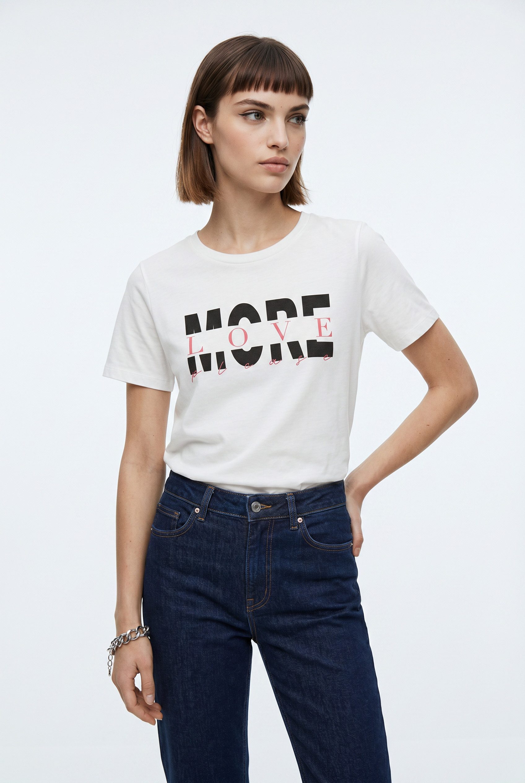 Vero Moda Kurzarmshirt VMHEIDI PAULINA SS TOP BOX JRS Baumwolle, regular fit
