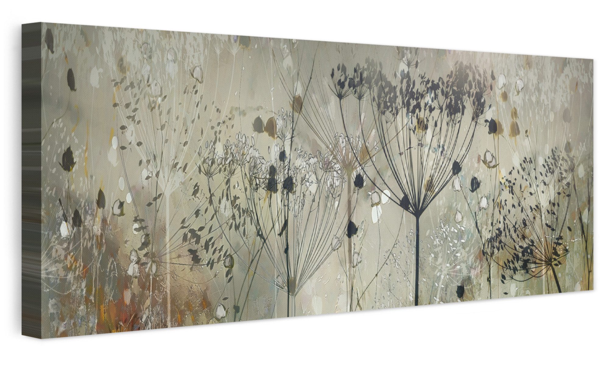 OneMillionCanvasses® Leinwandbild Panorama Blumen - Grau - Natur - Kunst, Fotodruck (1 St), Wandbild, Deko Schlafzimmer Wohnzimmer Flur …