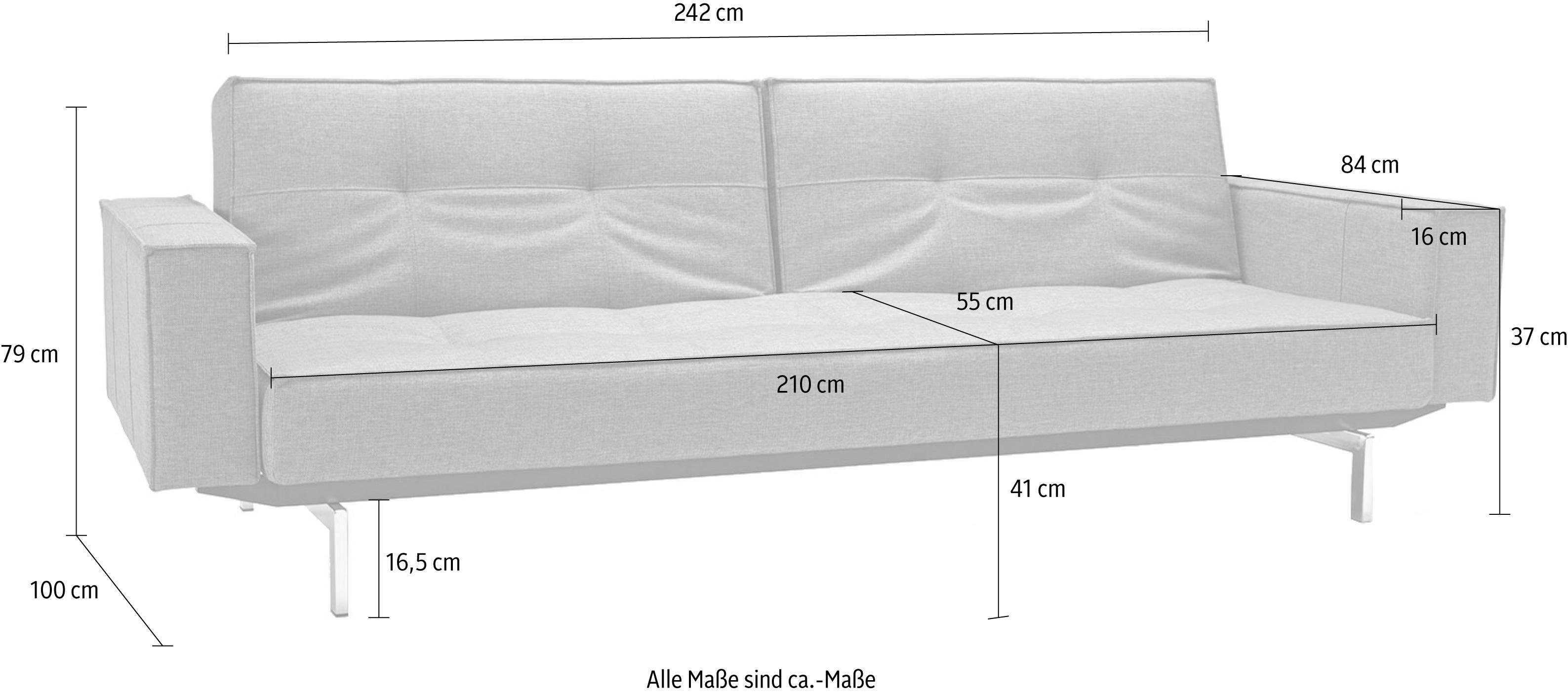 INNOVATION LIVING ™ Sofa Splitback, Armlehne mit chromglänzenden Design Beinen, in und skandinavischen