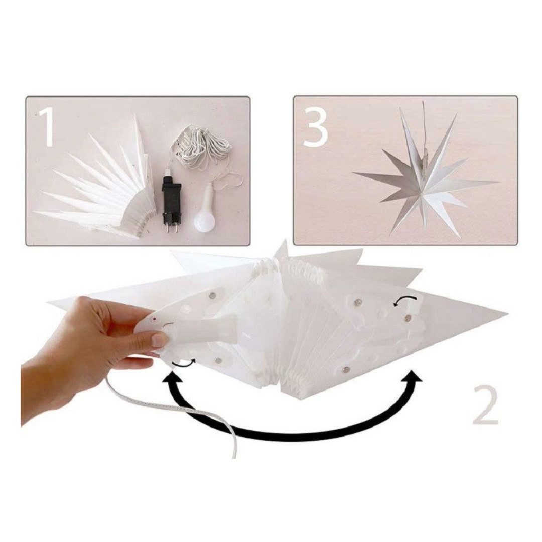 Gartenpirat LED Stern Faltstern 18 Zacken aus Kunstoff-Folie mit LED-Birne günstig online kaufen