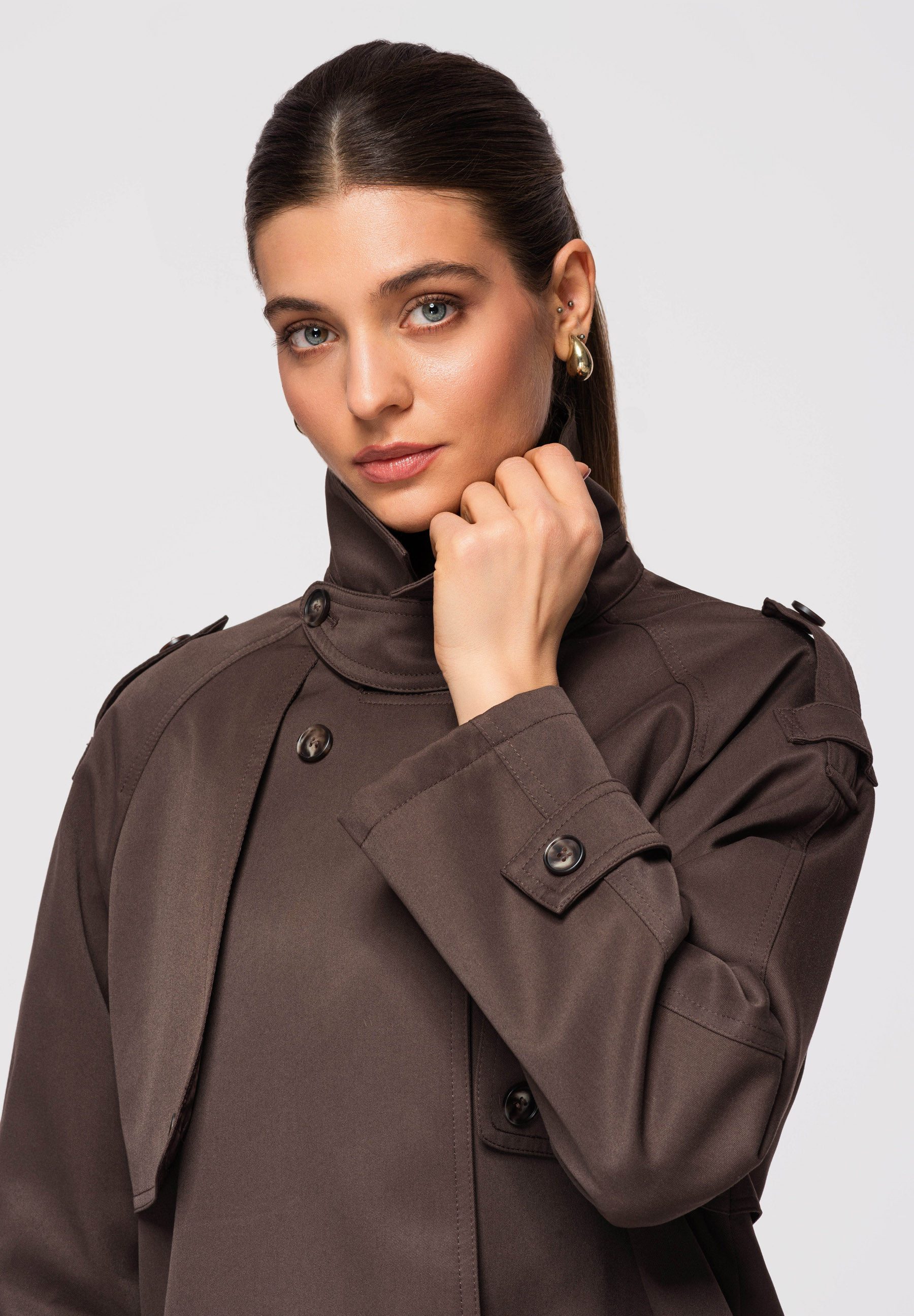 OMBRE Trenchcoat Kurze Damenjacke im modernen Trench-Stil