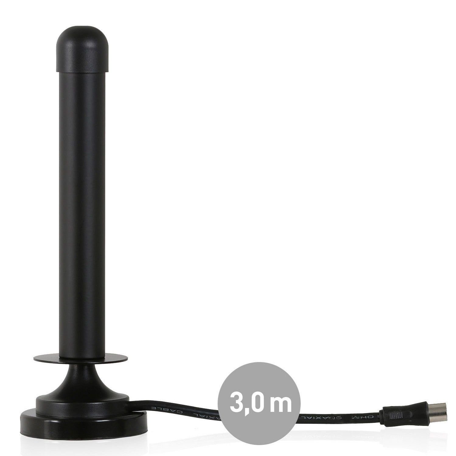 Wicked Chili DVB-T2 Antenne für HD TV Receiver, Freenet TV, 3m Innenantenne (DVB-T, DVB-T2, für Innenbereich, DVBT), Mit Magnetfuß, Kabellänge: ca. 3 m, Verstär – Bild 5 von 5