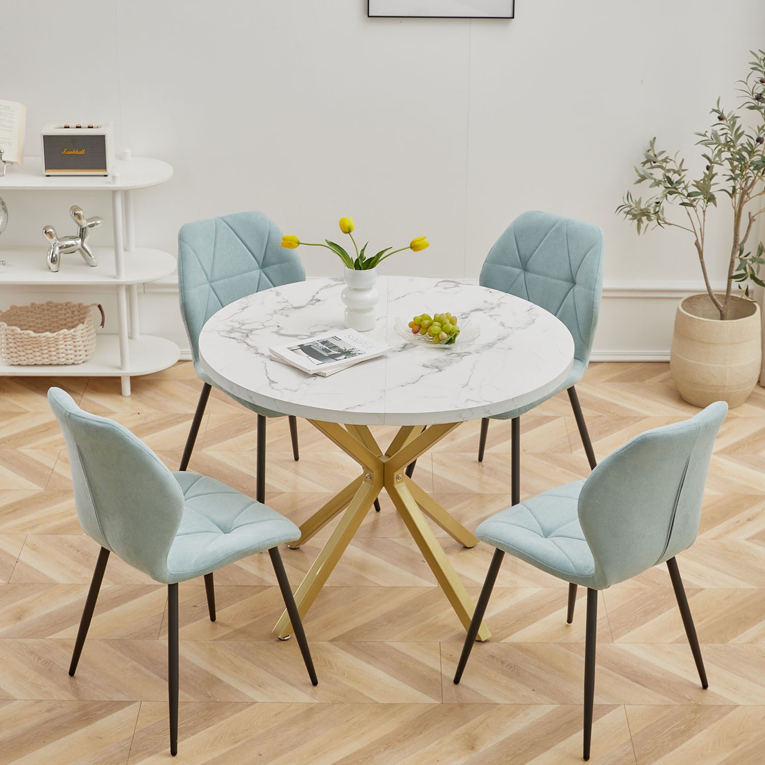 GrandCA HOME Esszimmerstuhl 4er-Set Esszimmerstühle, Küchenstuhl im skandinavischen Stil (4 St), 48 x 45.5 x 84 cm, Mintgrün