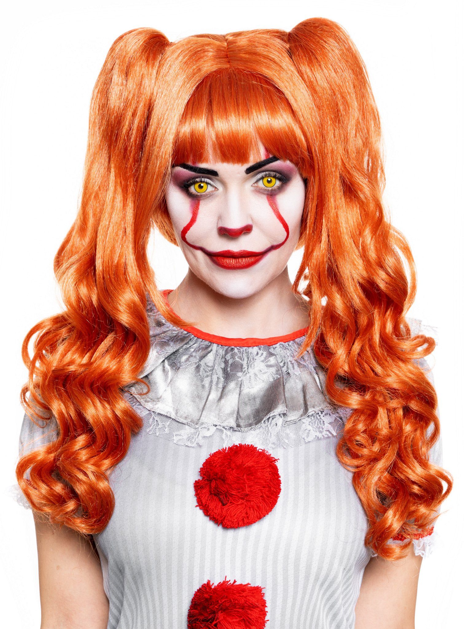 Metamorph Kostüm-Perücke It-Clowngirl - Horrorclown Halloween Perücke, Hochwertige Perücke mit Zöpfen für den weiblichen Pennywise Horrorc