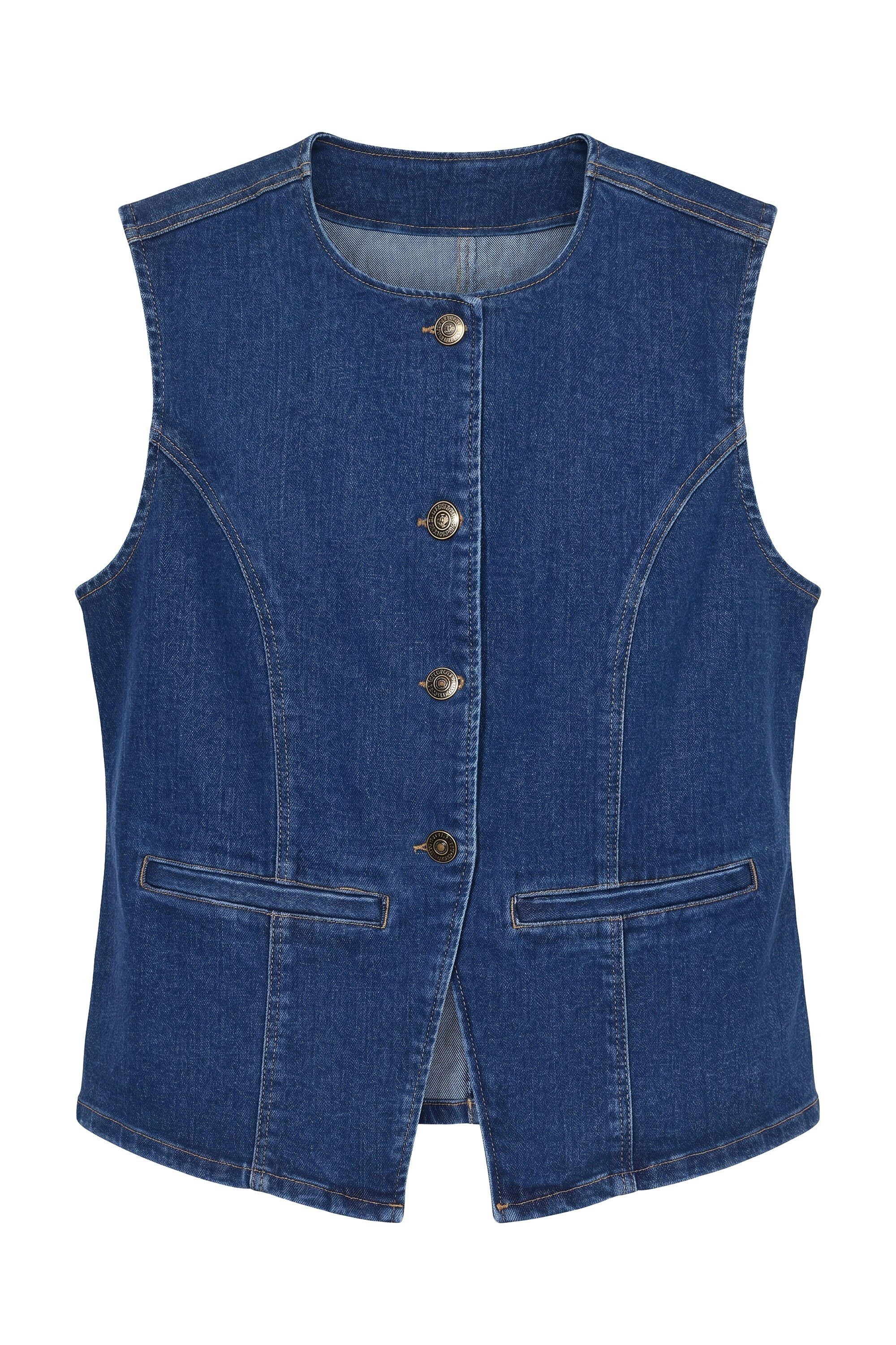 Studio Untold Steppweste Jeansweste Fitted Shape Stretchdenim