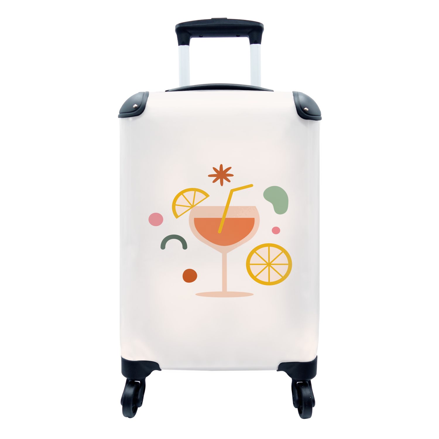 MuchoWow Handgepäckkoffer Cocktail - Orange - Sommer, 4 Rollen, Reisetasche mit rollen, Handgepäck für Ferien, Trolley, Reisekoffer