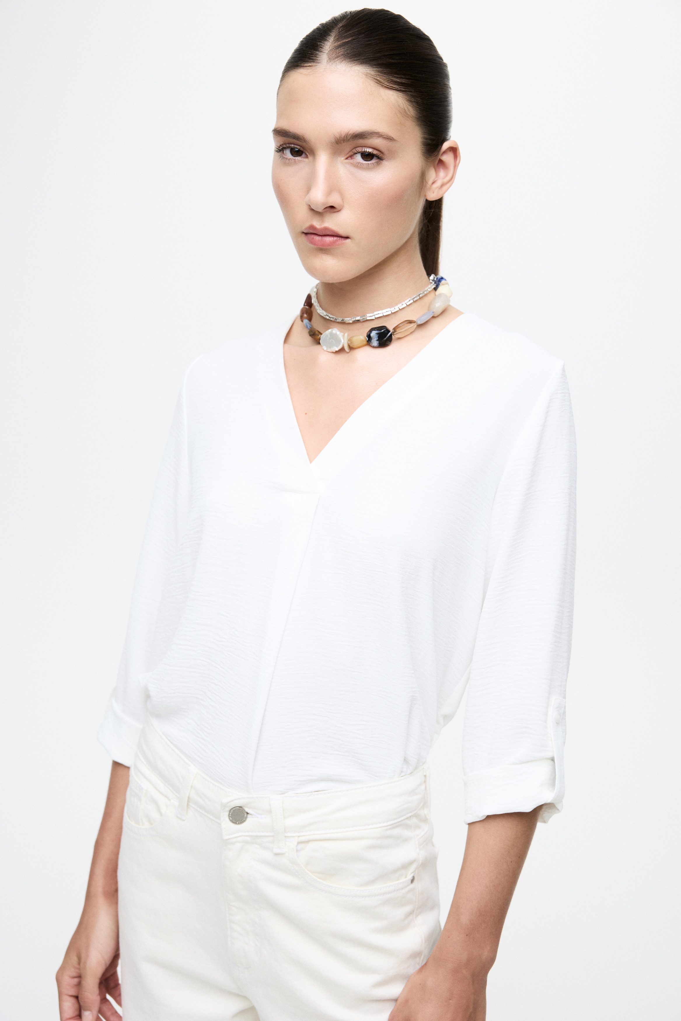Vila Blusenshirt VIJOSA 3/4 V-NECK TOP - NOOS