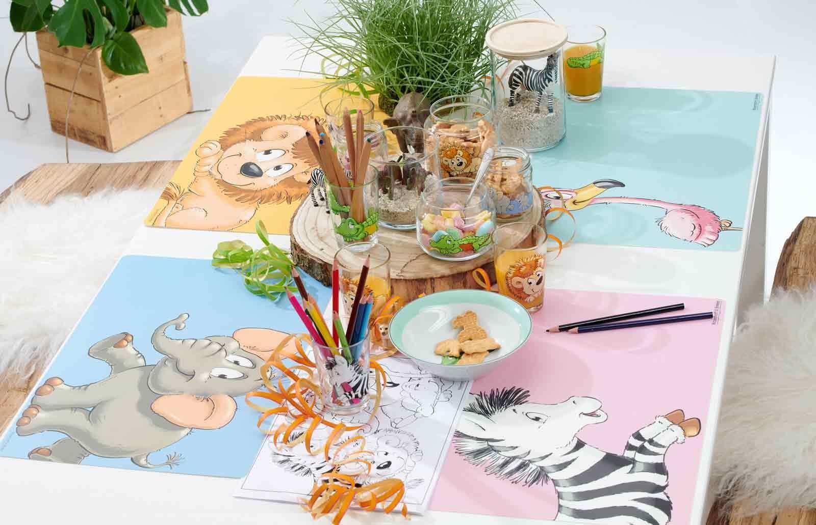 Material-Mix Ritzenhoff Kindergeschirr-Set Kinderbecher mit & Geschirr-Set Happy Breker Löwe Zoo (7-tlg),