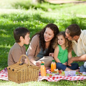 HOMECHO Picknickkorb, für 4 Personen 20 teiliges Picknick-Koffer Set Weidenkorb mit Picknickdecke, Geschirr, Besteck, Gläser usw.