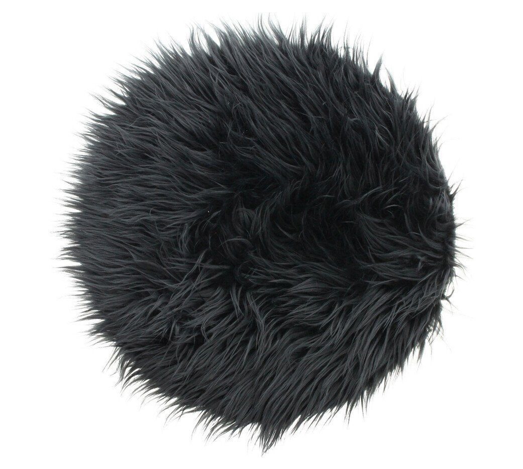 Home-trends24.de Sitzkissen Deokofell Schwarz Sitzkissen Fell Rund 40 cm Kissen