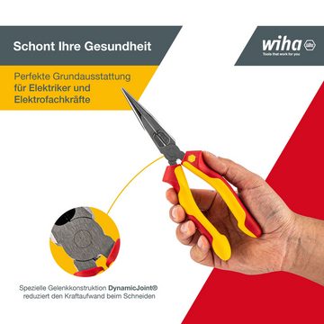Wiha Flachrundzange Professional electric (27423), 200 mm, mit Schneide, gerade Form, Zange für Elektriker, VDE geprüft