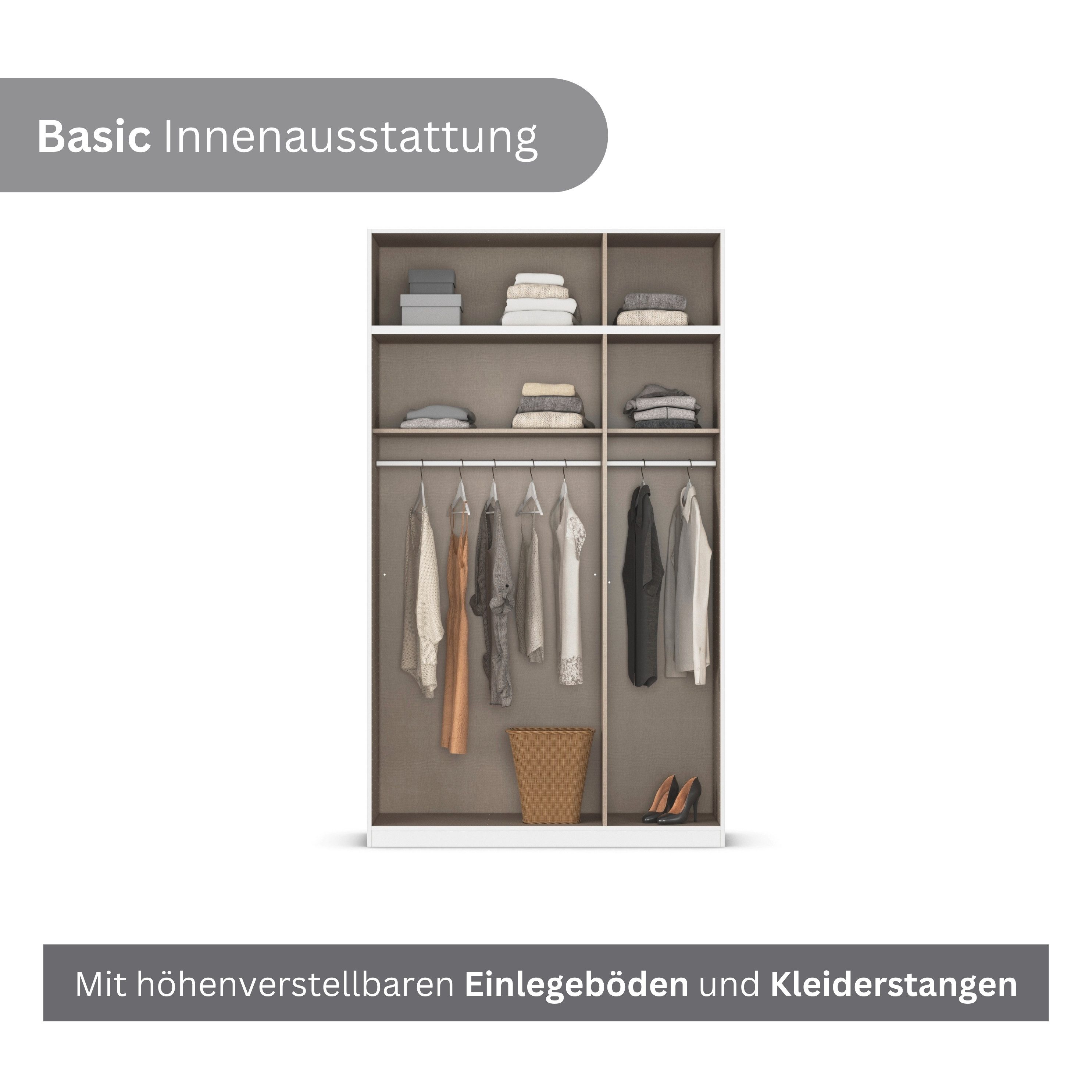 rauch Kleiderschrank Drehtürenschrank Schrank Garderobe Ankleide Schlafzimmer LAGOA (3 verschiedene Ausstattungen BASIC/CLASSIC/PREMIUM (inkl. SOFT-CLOSE) moder – Bild 5 von 5
