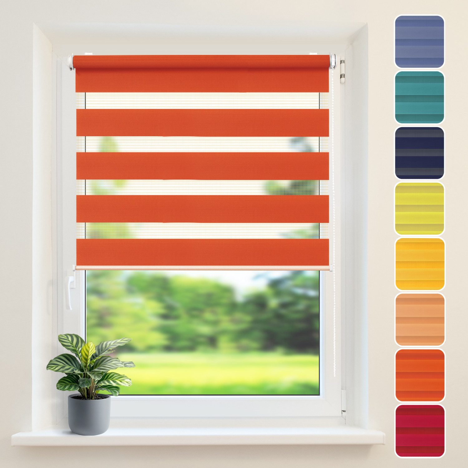 Doppelrollo Duo-Rollo Klemm Fix, Fenster-Rollo Ohne Bohren, DomDeco, Klemmfix, Klemmbar, Kettenzug, ohne Bohren, Sicht- und Blendschutz