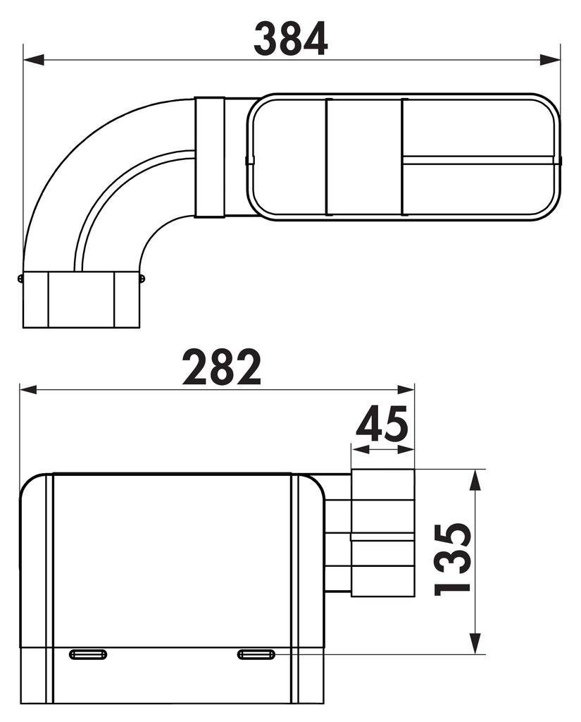 Montagezubehör für Stahl STEEL Rohrset COMPAIR flow® 150 Muldenlüfter verzinkter Dunstabzugshaube Naber