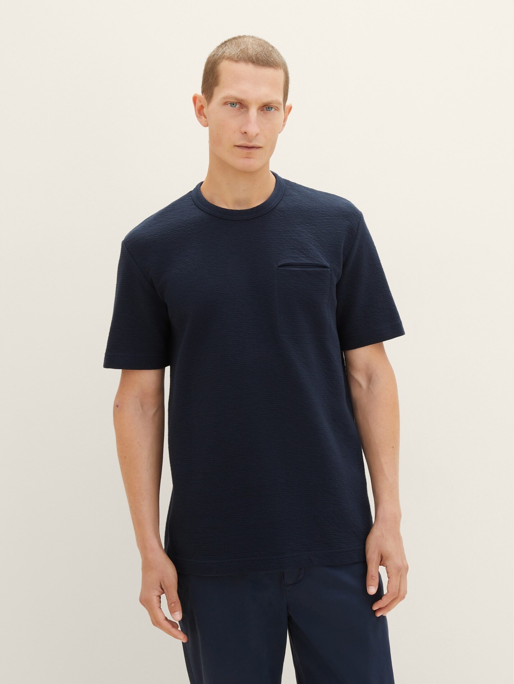 TOM TAILOR T-Shirt T-Shirt mit Struktur sky captain blue