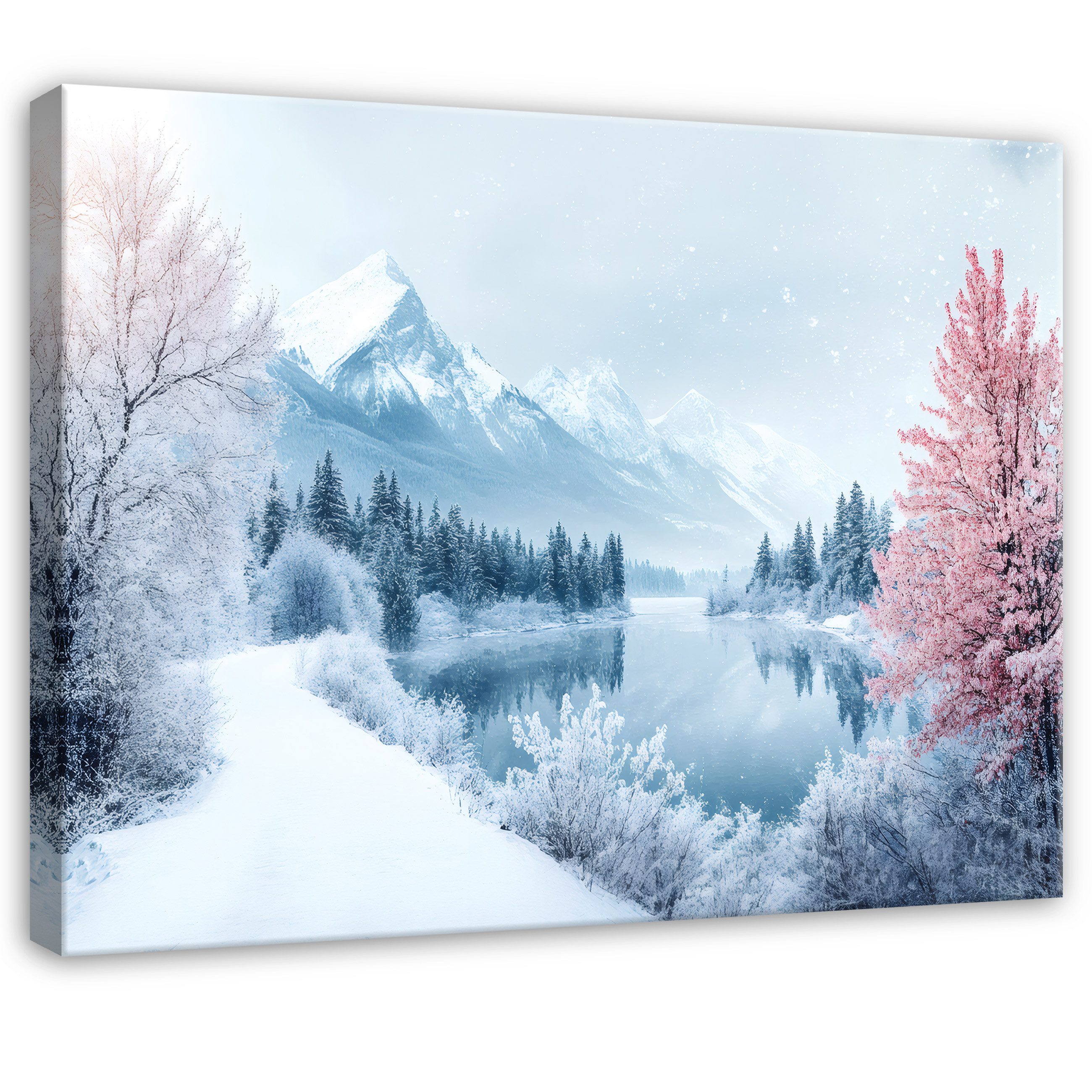 Wallarena Leinwandbild Berge Landschaft - Blau - Modern - Wohnzimmer, Berge, 40x30x2cm