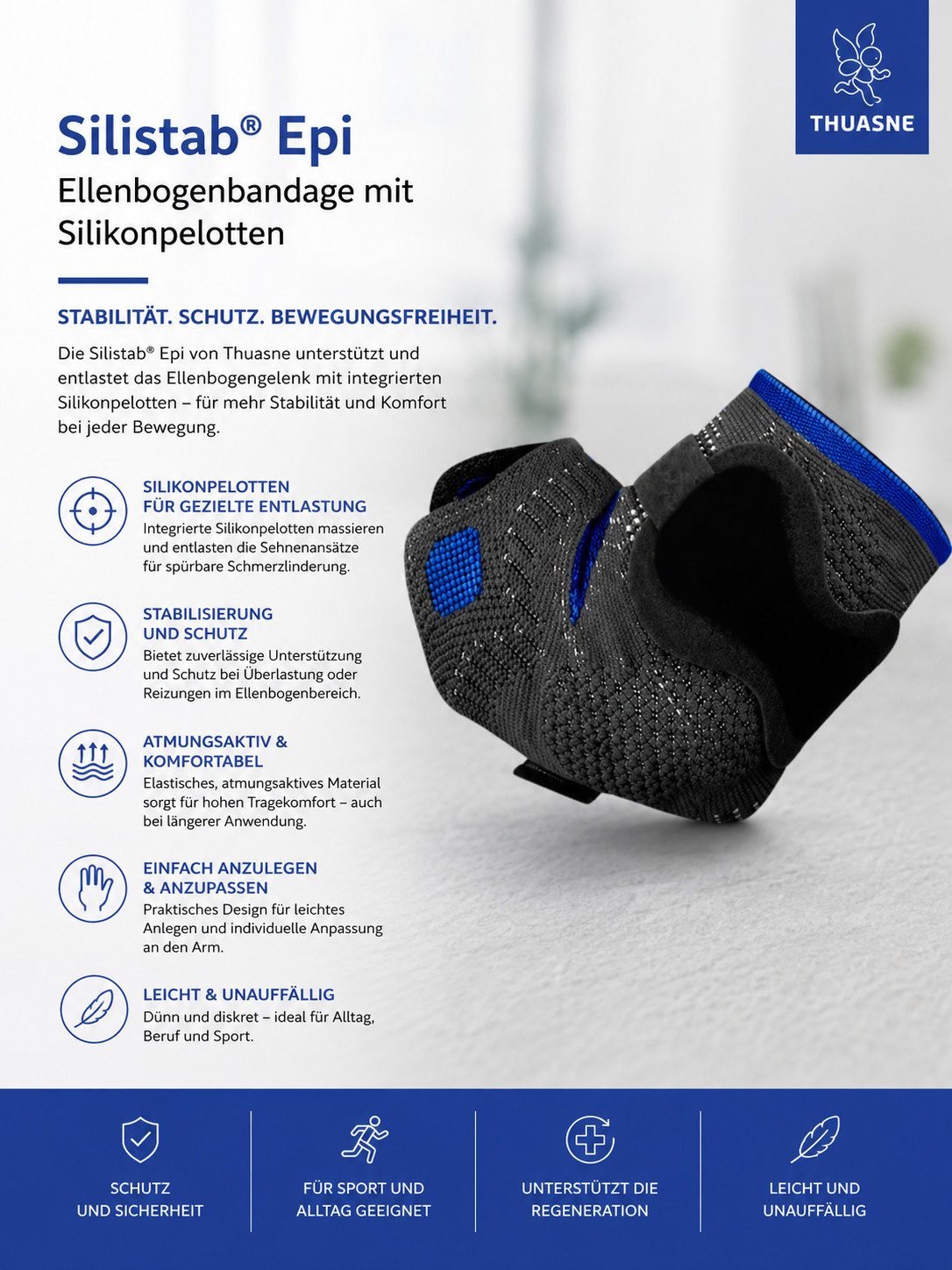 Thuasne Ellenbogenbandage Silistab Epi mit Silikonpelotten