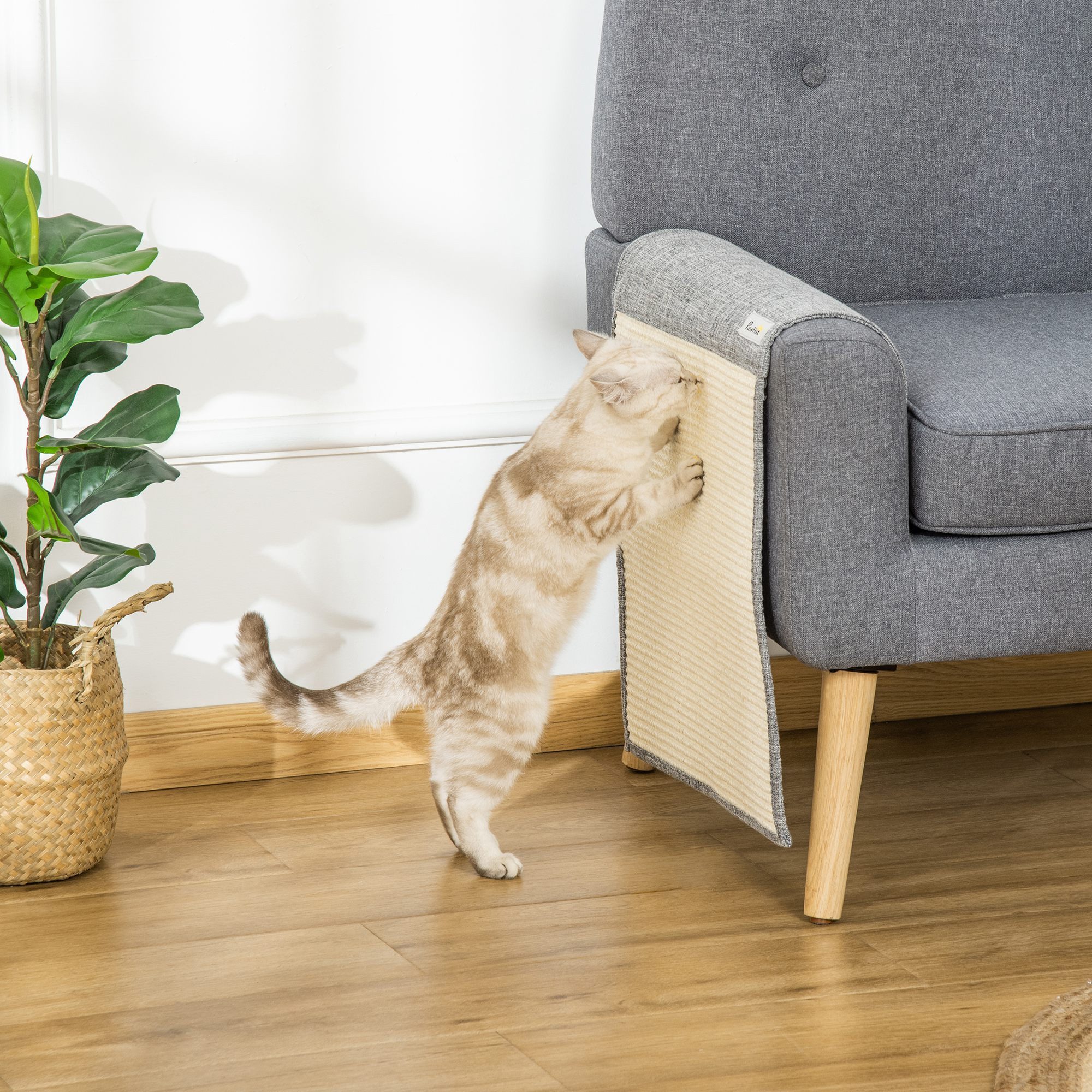 PawHut Kratzbrett Kratzmatte Katze 2er Set Sisal Katzenkratzbretter, (Kratzspielzeug, 2-tlg., Kratzstamm), Grau 130 x 45 x 0.3 cm