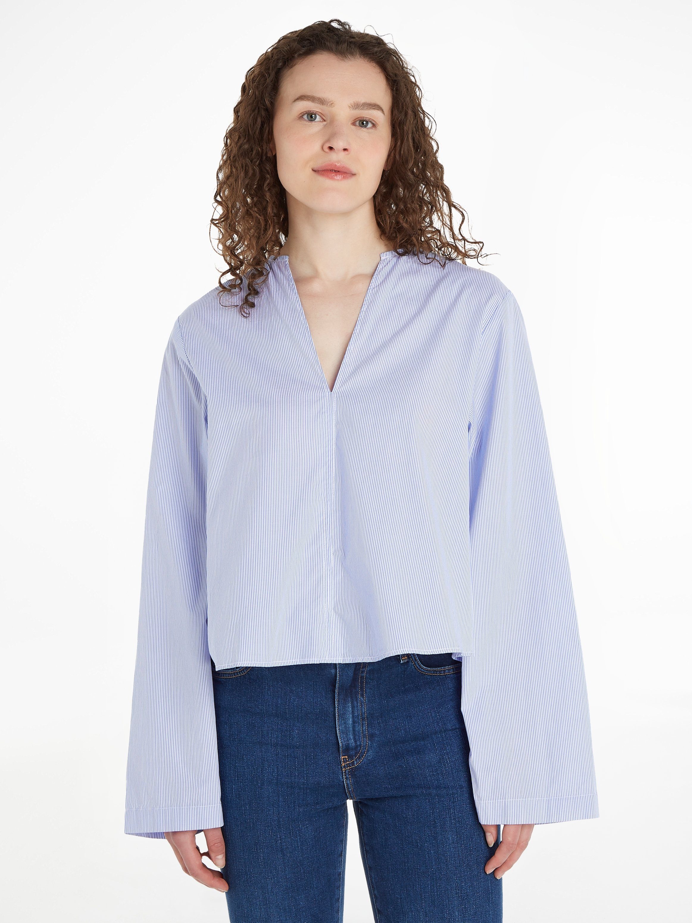 Tommy Hilfiger Hemdbluse COTTON STP V-NECK günstig online kaufen