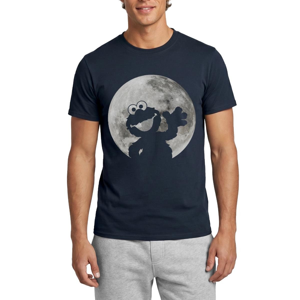 Spreadshirt T-Shirt Sesamstraße Elmo Im Vollmond Männer T-Shirt (1-tlg)