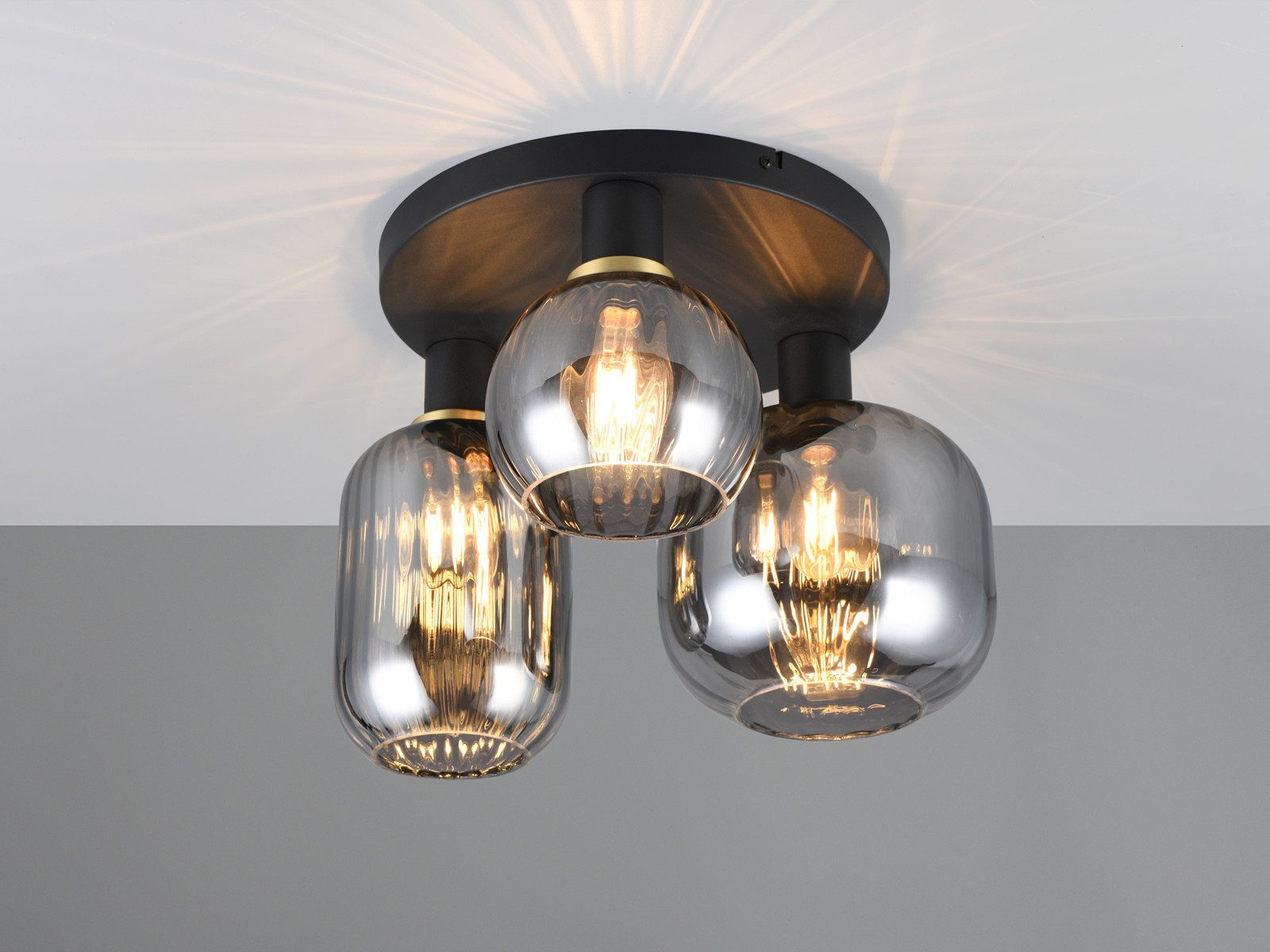 TRIO Leuchten LED Deckenleuchte, Dimmfunktion, LED wechselbar, warmweiß, Besondere Lampenschirm-e Glas Esstisch-lampe Treppenhaus, Ø39cm
