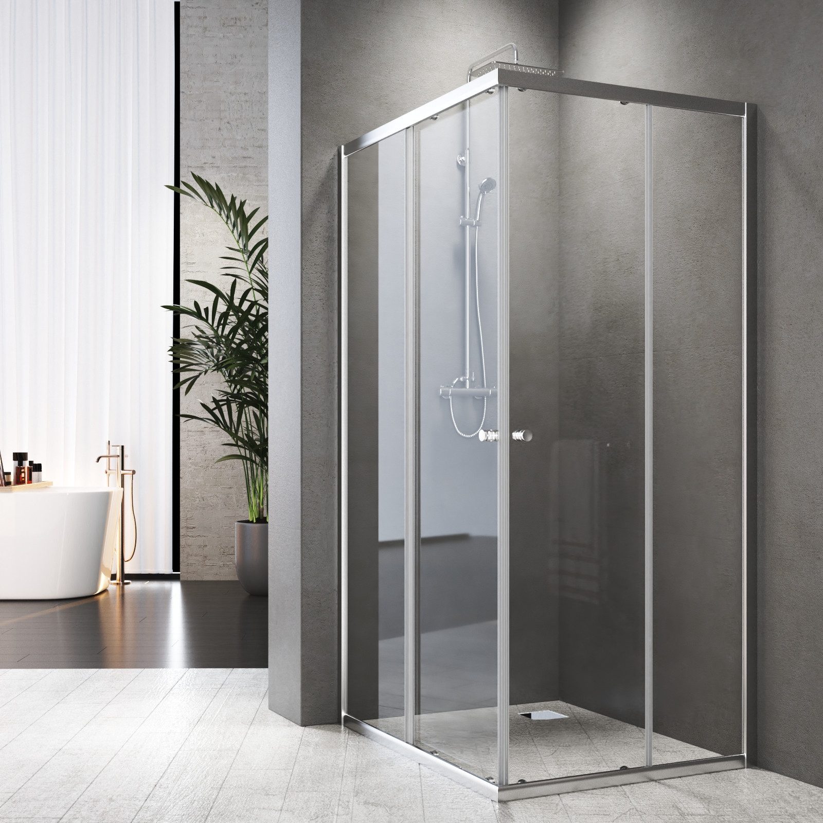 Boromal Eckdusche 80x80 90x90 Duschkabine H:185cm günstig online kaufen