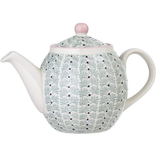 Bloomingville Teekanne »Maya Teapot, Green, Stoneware«, 1,2L, Keramik, 1x Kanne, Kaffeekanne, Tee, Steingut mit Deckel, grün
